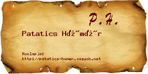 Patatics Hümér névjegykártya